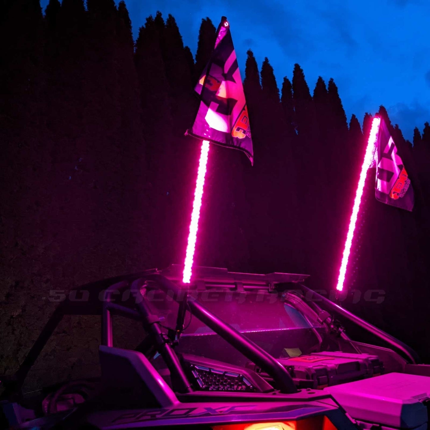 PAIR of 50 Cal Spiral LED Lighted Whips with Bluetooth App Control