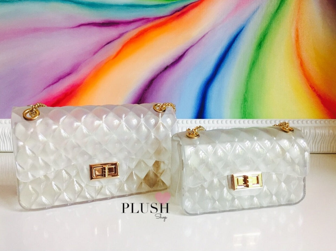 Ins super fire transparent mini bag female summer new jelly chain bag gradient wild Messenger bag See size chart under “more details”