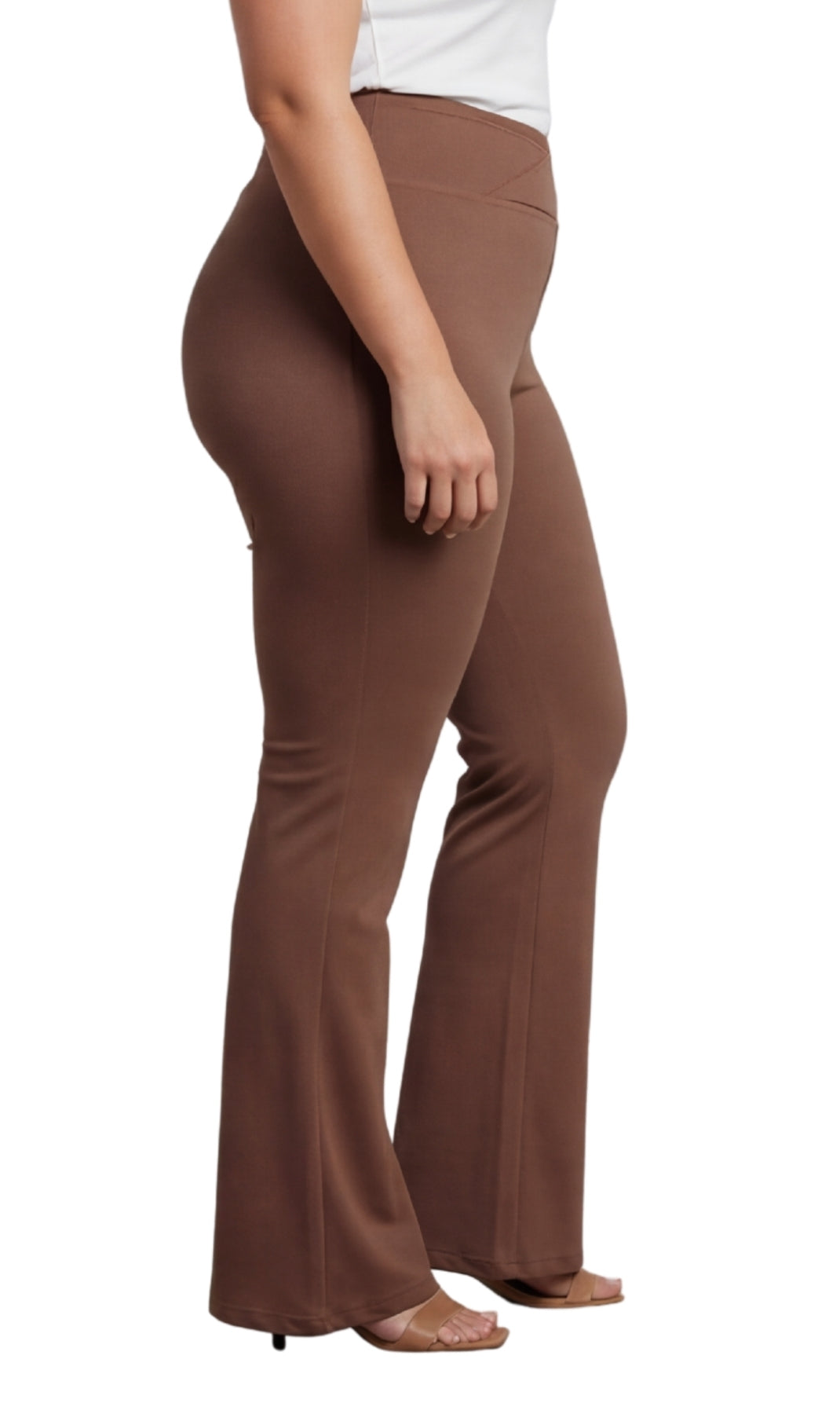 Leggings acampanados de algodón elástico para mujer con cintura cruzada