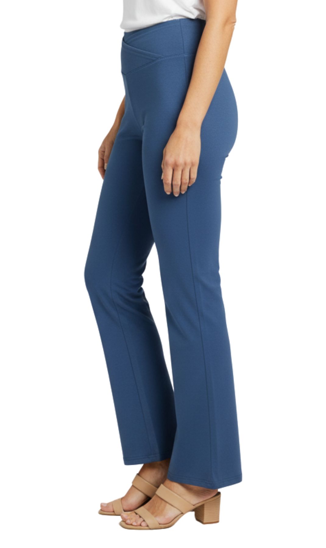 Leggings acampanados de algodón elástico para mujer con cintura cruzada