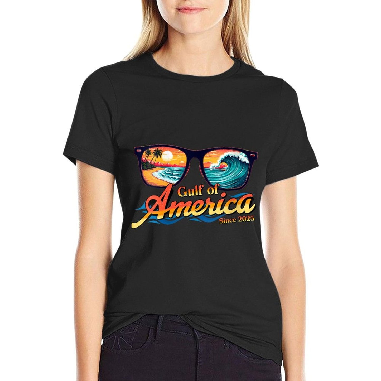 Womens Gulf Of USA America Sunglasses Welcome To America's Gulf V-Neck Classic T-Shirt