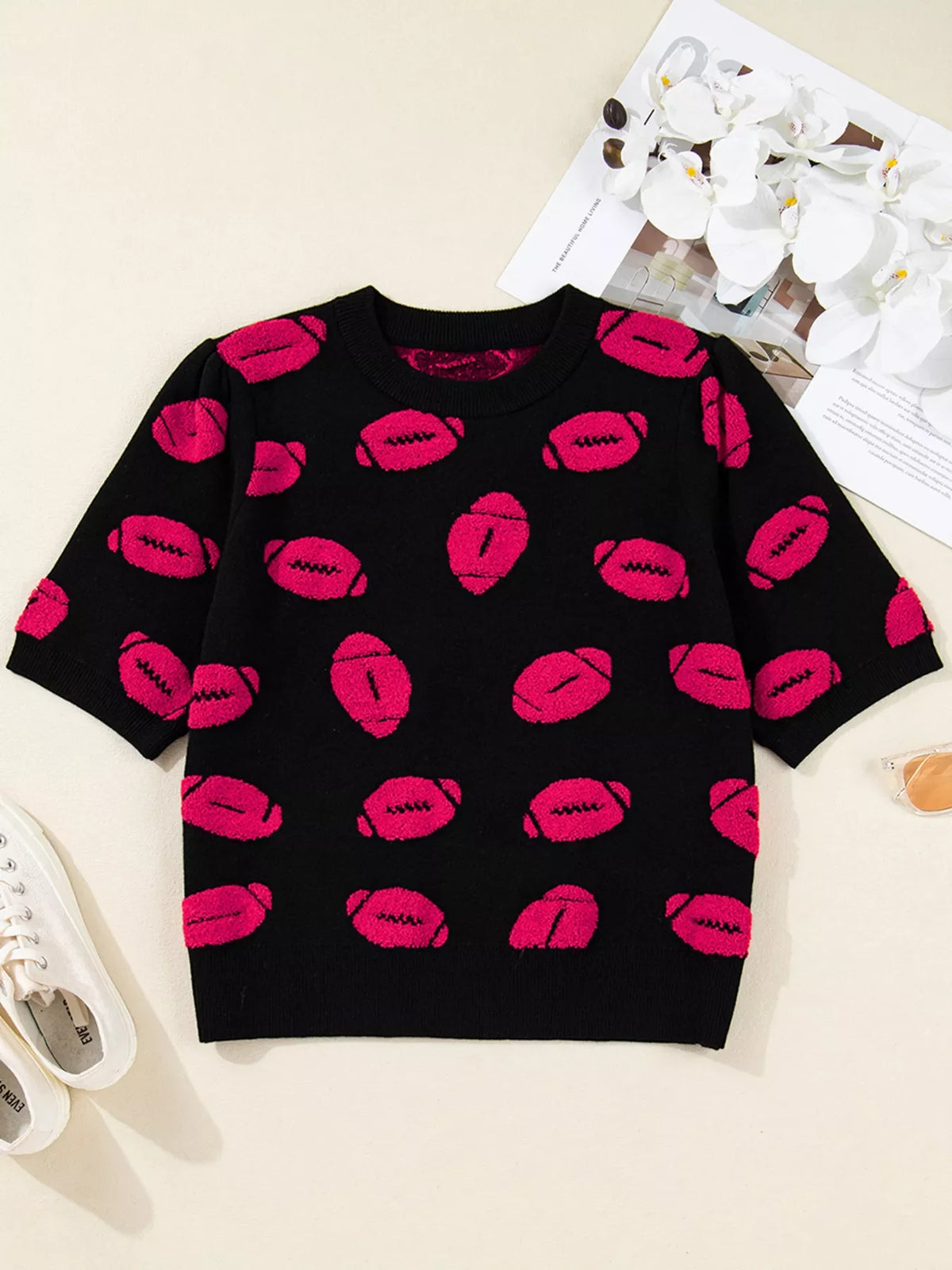Casual Knit Short Sleeve Sweater
