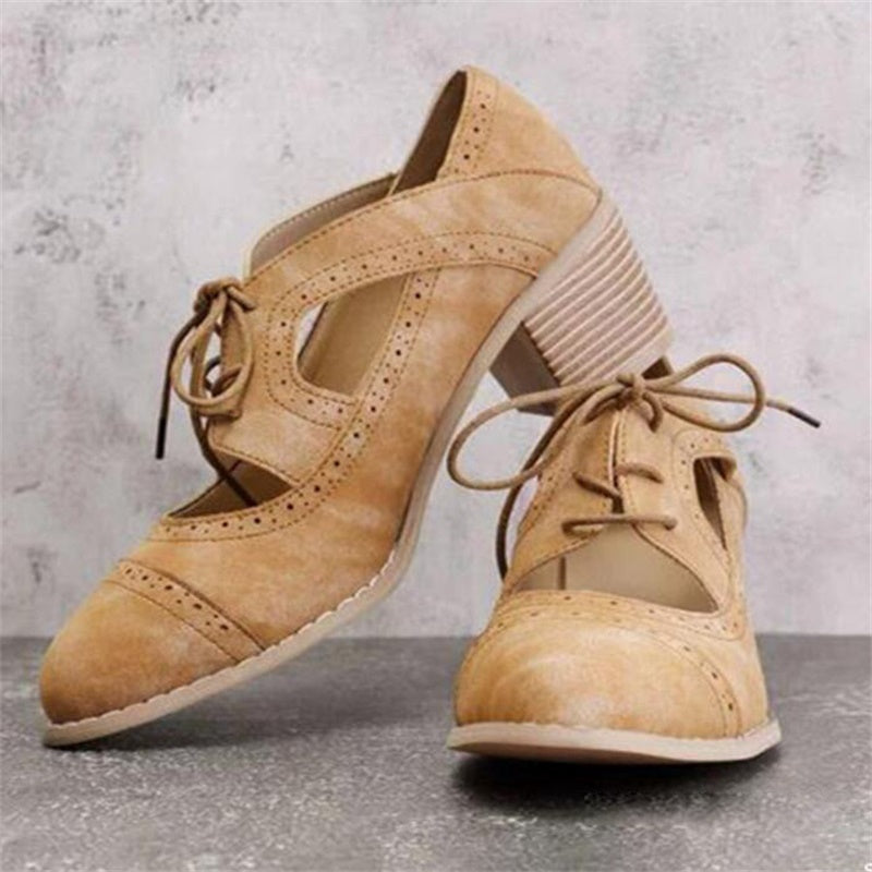 Women's Lace-Up Cutout High-Heeled Shoes