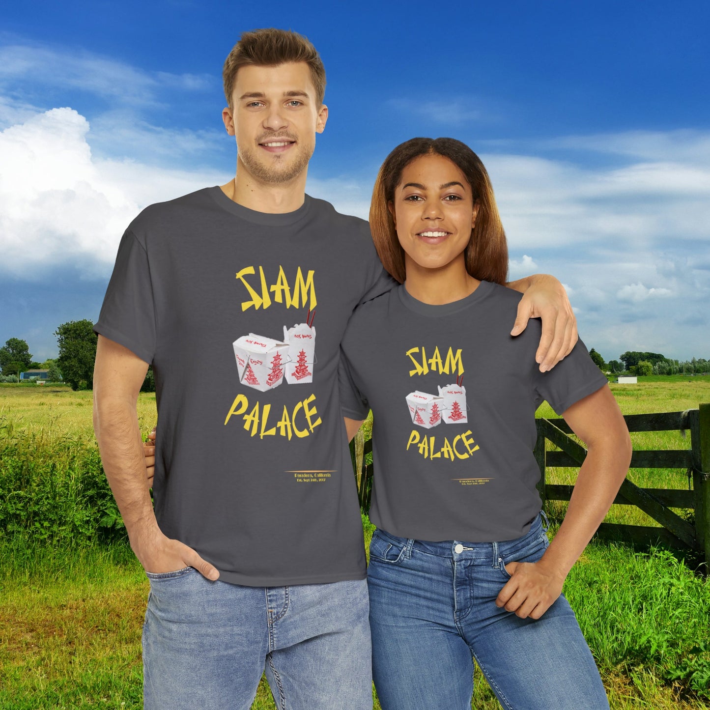 "DirkyThreadz Siam Palace T-Shirt - Bold Takeout Graphic Design in Black Cotton"
