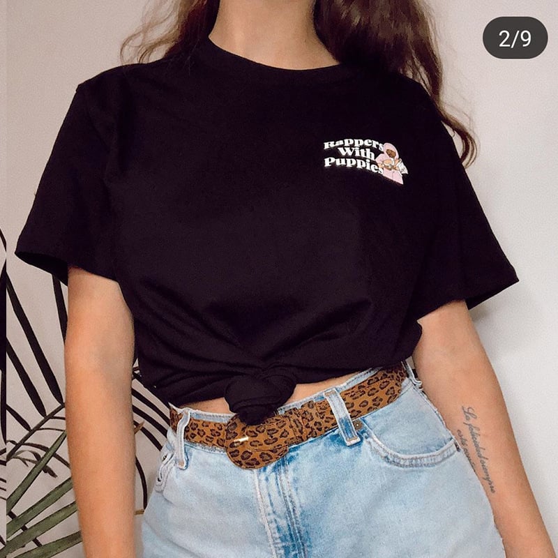 Vintage Black Back Printed Short-Sleeved T-Shirt