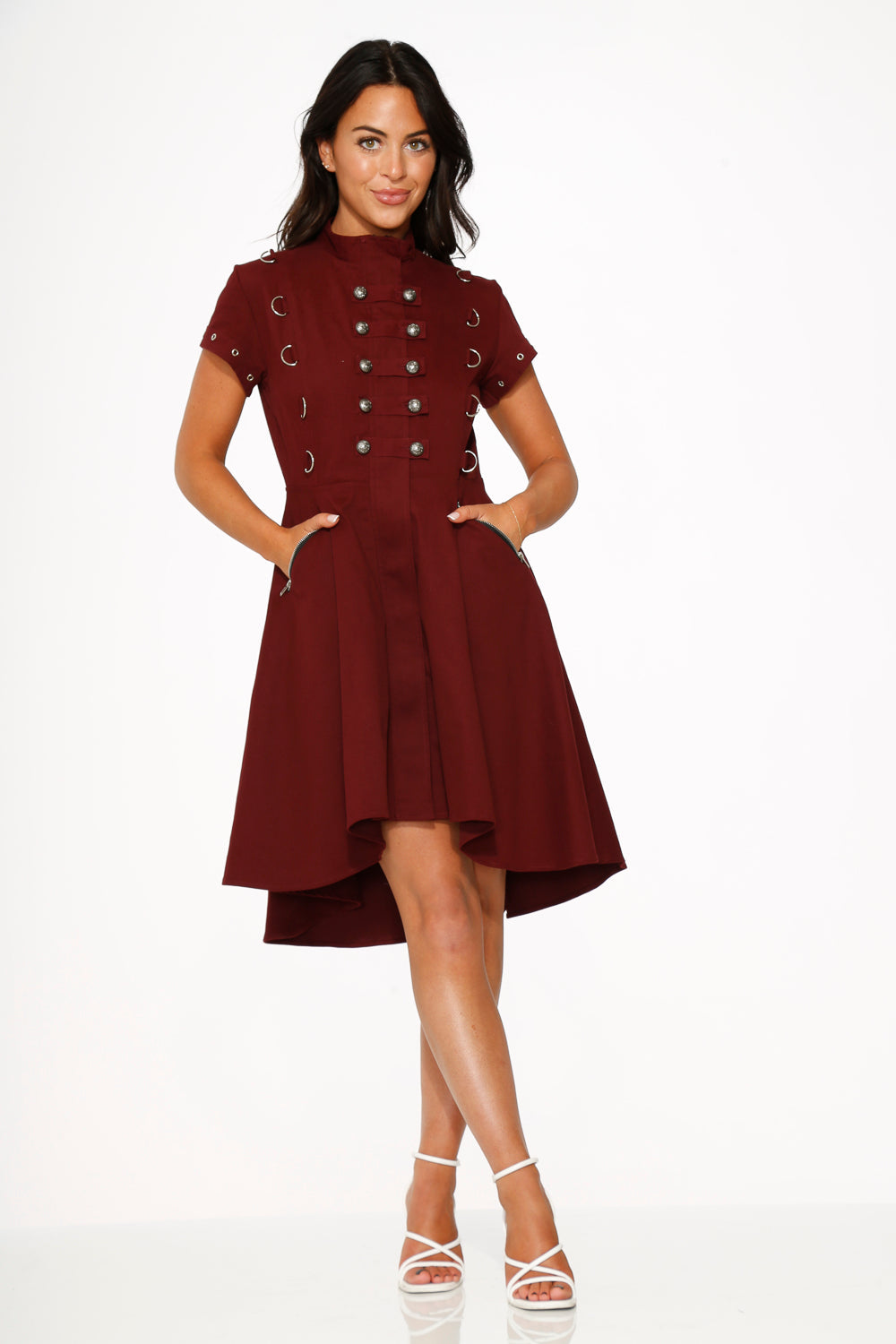 Vestido asimétrico HiLo Burdeos Batallón 10274