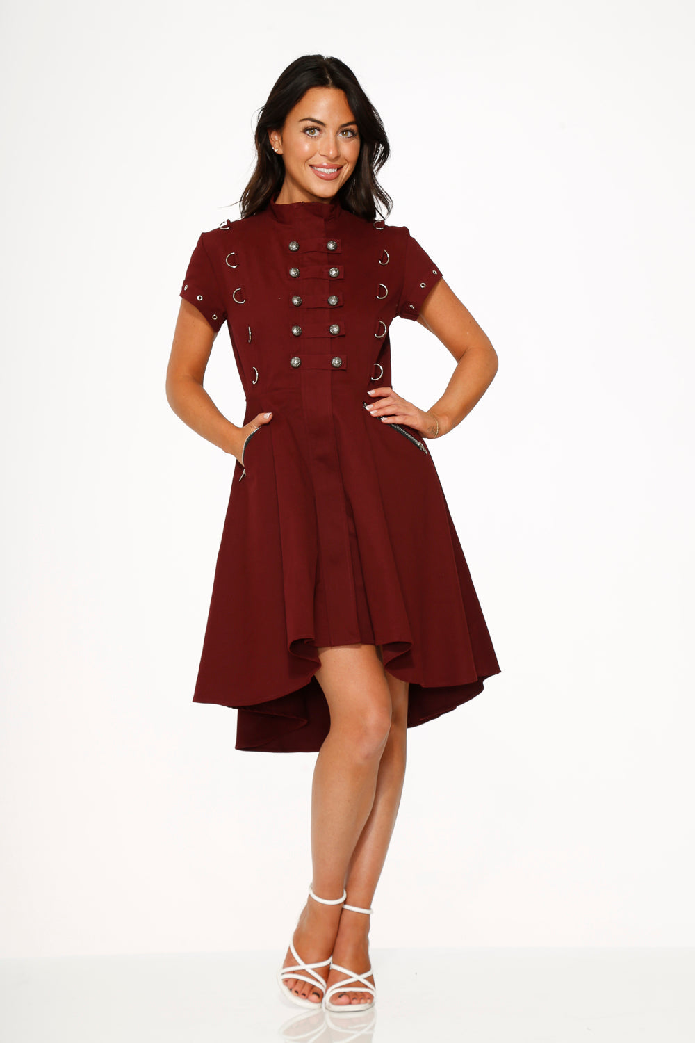 Vestido asimétrico HiLo Burdeos Batallón 10274