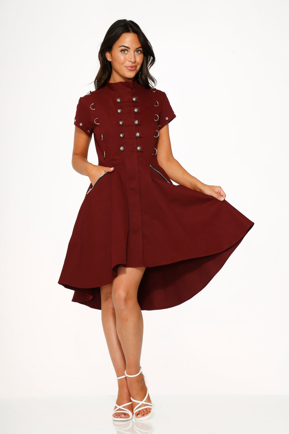 Vestido asimétrico HiLo Burdeos Batallón 10274