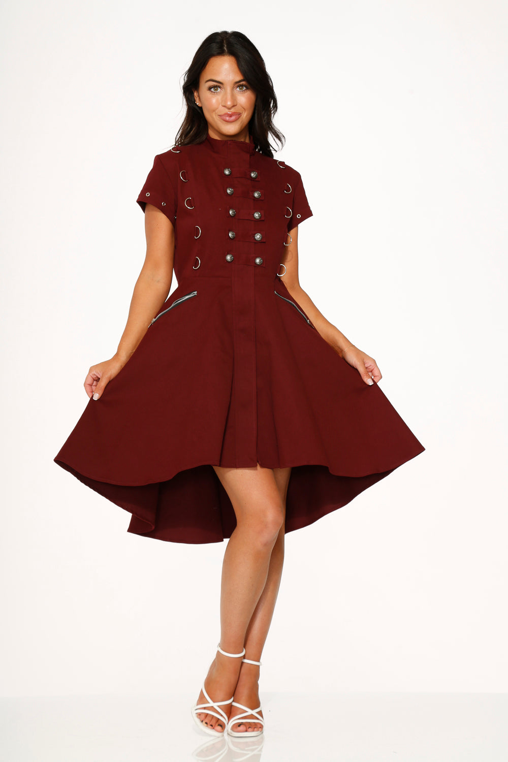 Vestido asimétrico HiLo Burdeos Batallón 10274