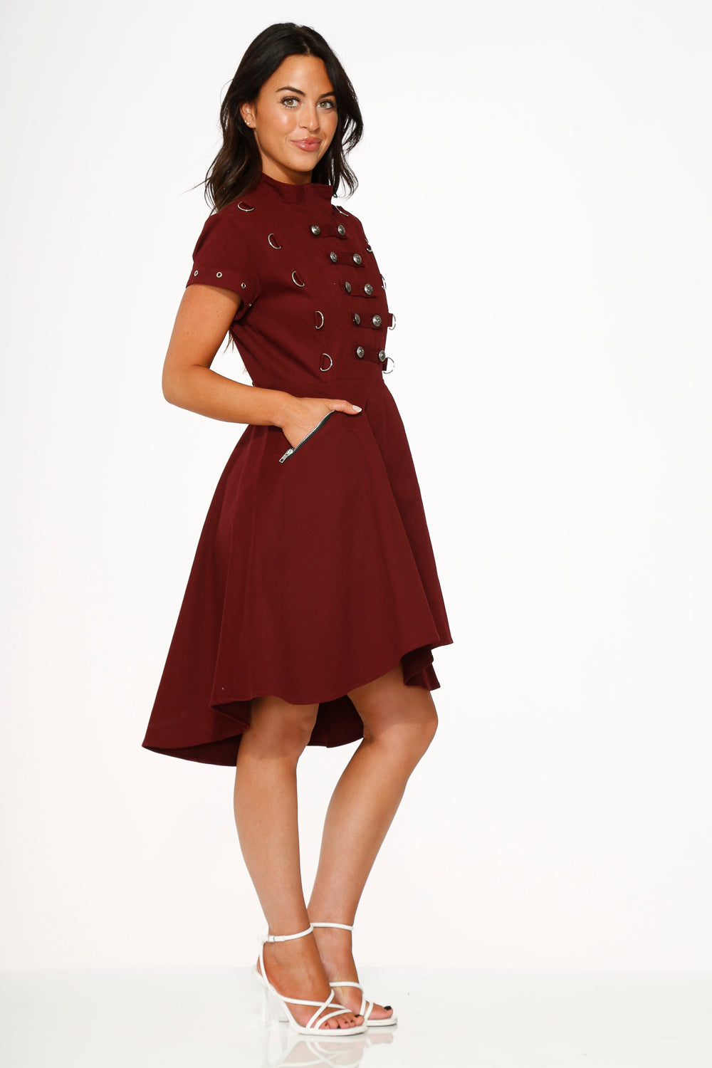 Vestido asimétrico HiLo Burdeos Batallón 10274