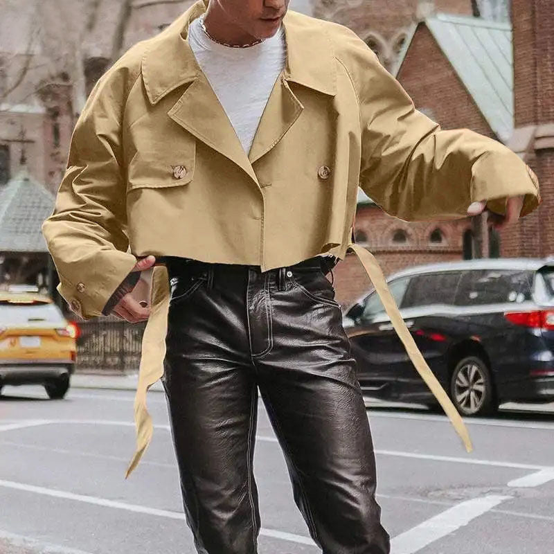 Mens Stylish Loose-fit Jacket Trench Coat