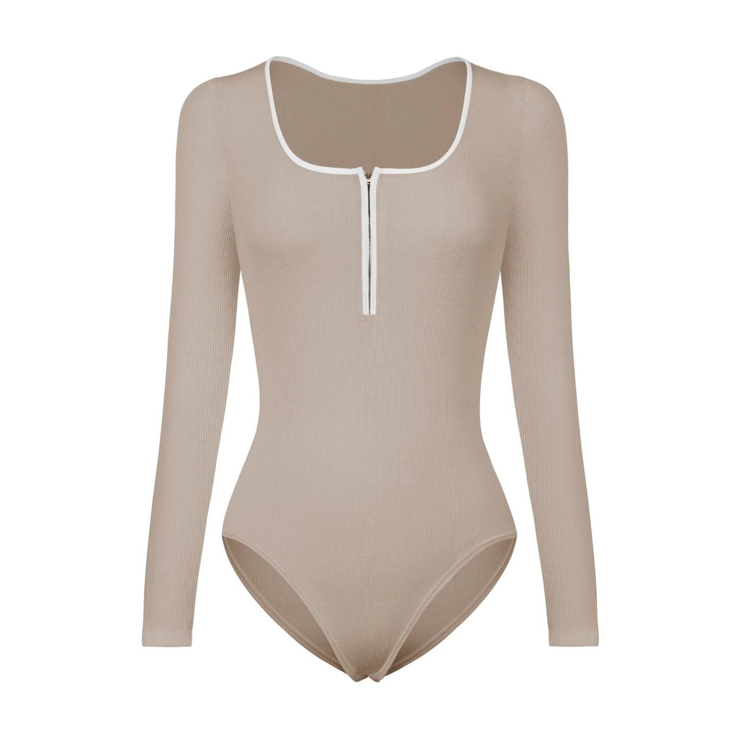 Tight Long Sleeve Jumpsuit Fashion Square Neck Zipper Thread Innner Corset Body Shaper Clothing For Dress Slim Sports Yoga Fitness body suit