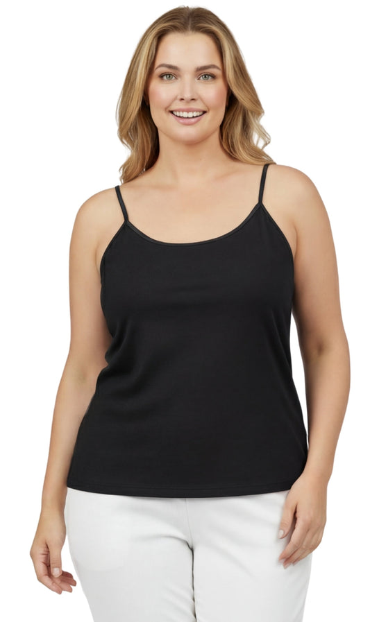 Camiseta sin mangas esencial para mujer con tirantes ajustables en tela de mezcla de algodón suave con sujetador incorporado