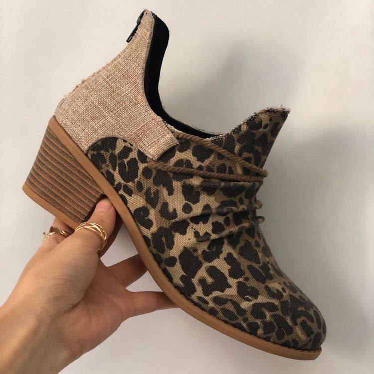 Women's Thick Heel Leopard Print Boots