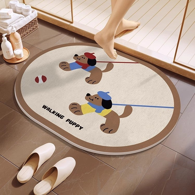 Quick-drying Cartoon Silica Mud Floor Mat