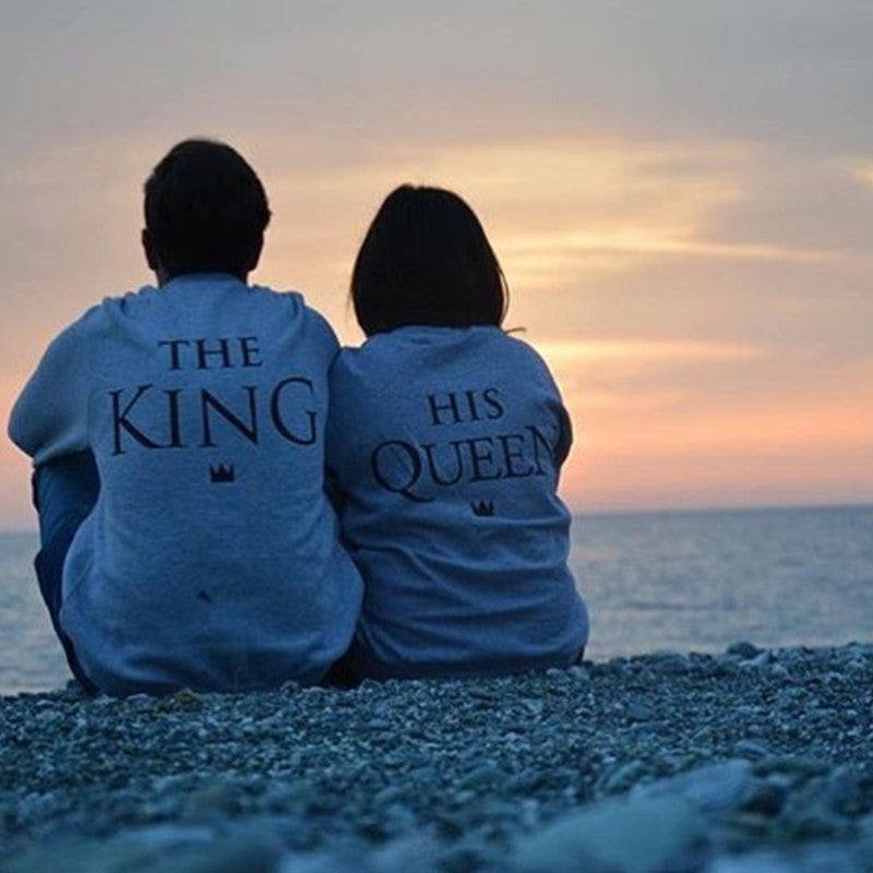 Letter printing couple sweater sweater