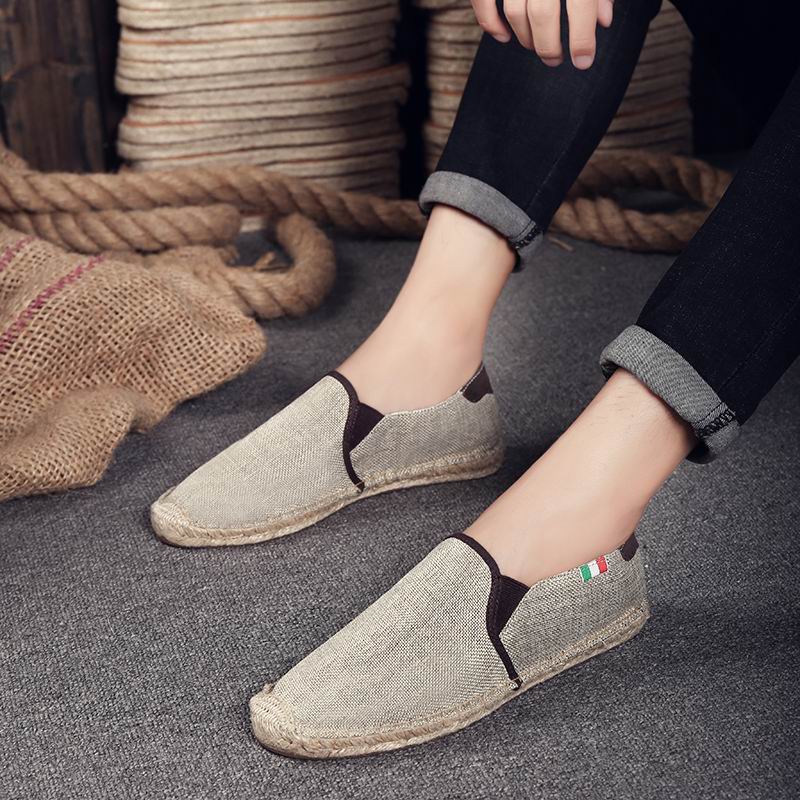 Men's straw canvas shoes