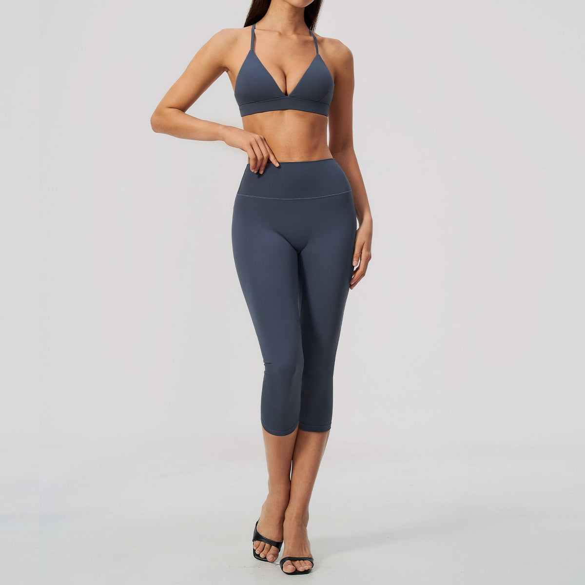 Womens Tight-Fitting Quick-Drying High-Waisted Capris Yoga Wear