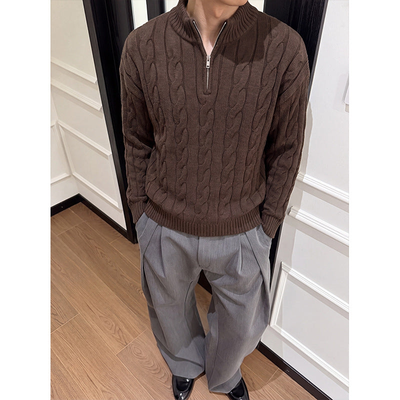 Men's Textured-knit Sweater With A Preppy Old-money Vibe