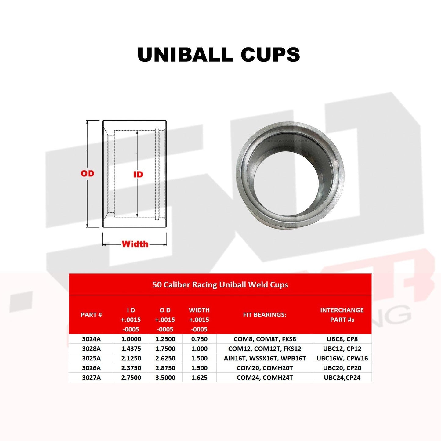 Chromoly Uniball Cups with Snap Ring