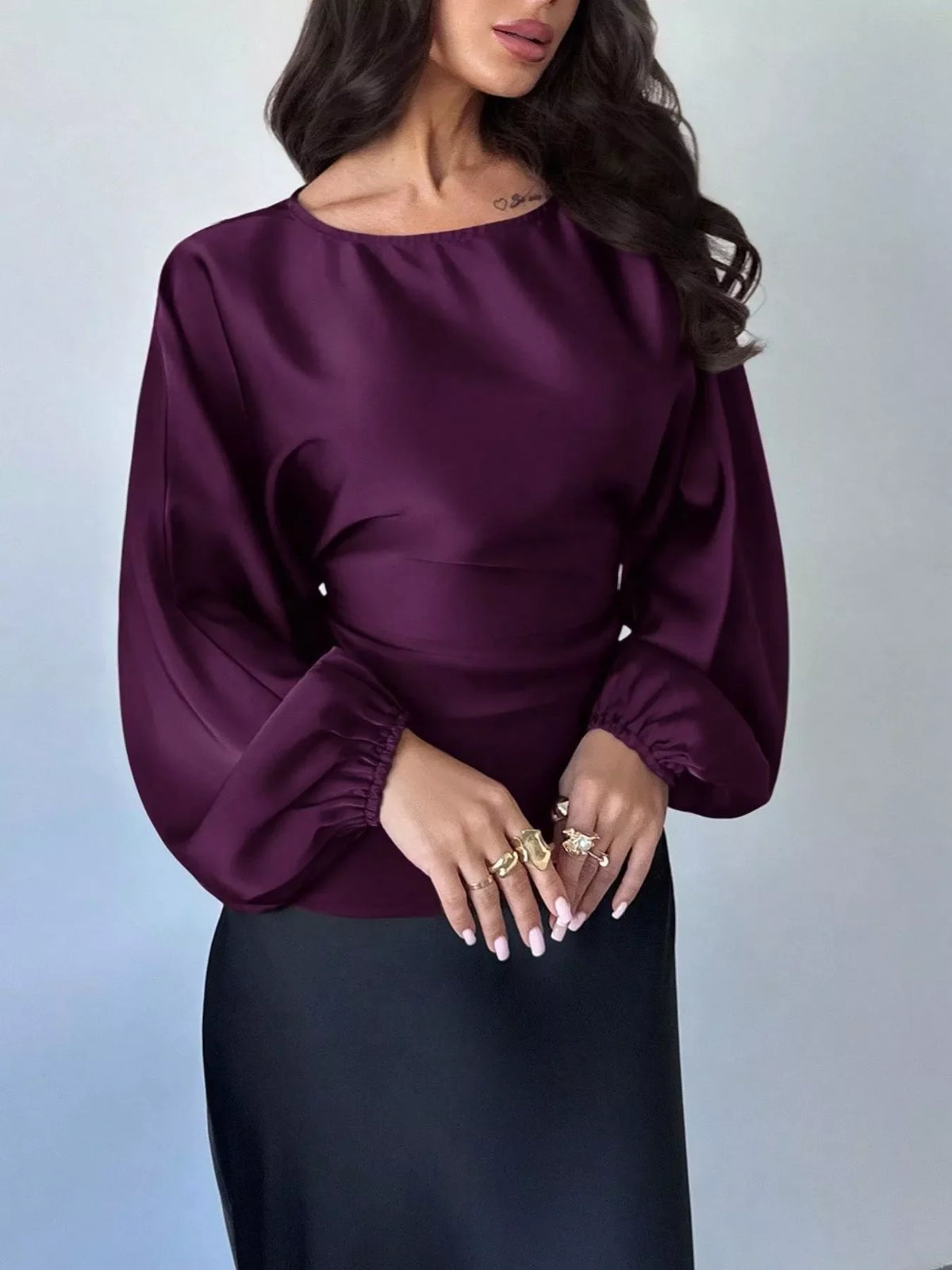 Polka Dot Round Neck Blouse