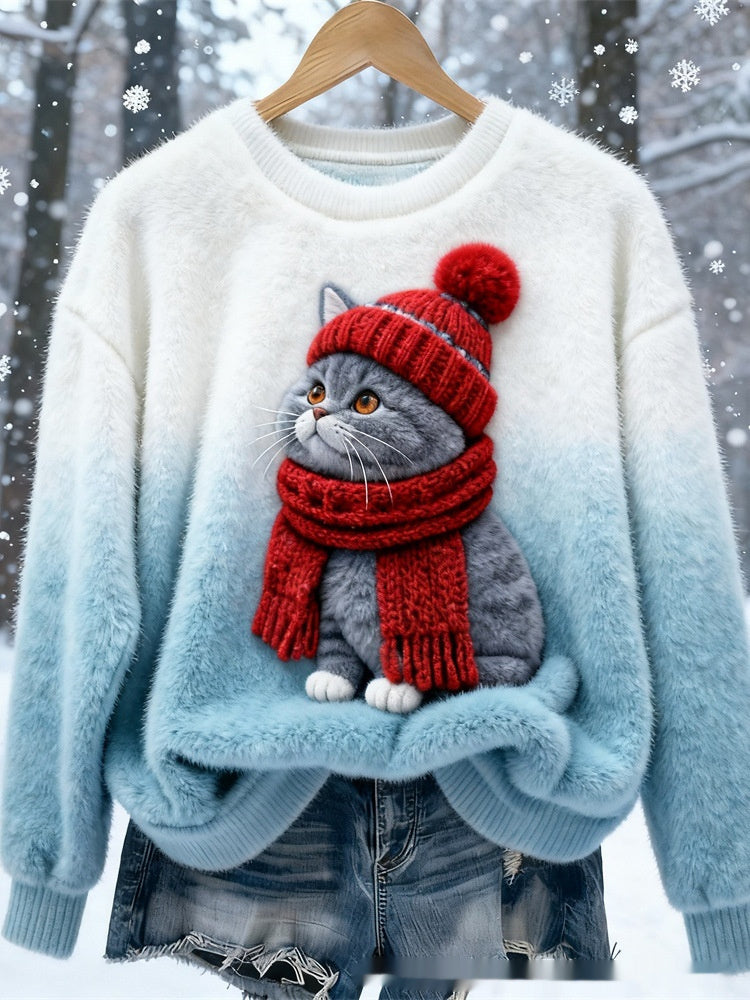 3D Digital Printed Flannel Sweatshirt Women