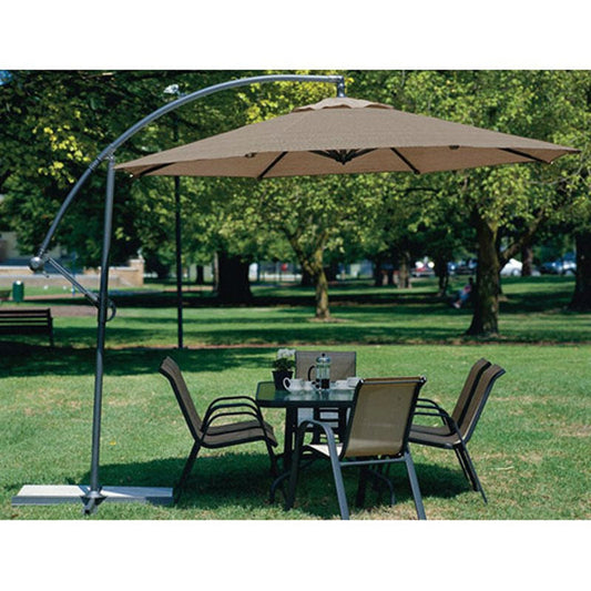 Parasol de patio tipo balancín moca de 10 pies, gira 360 grados