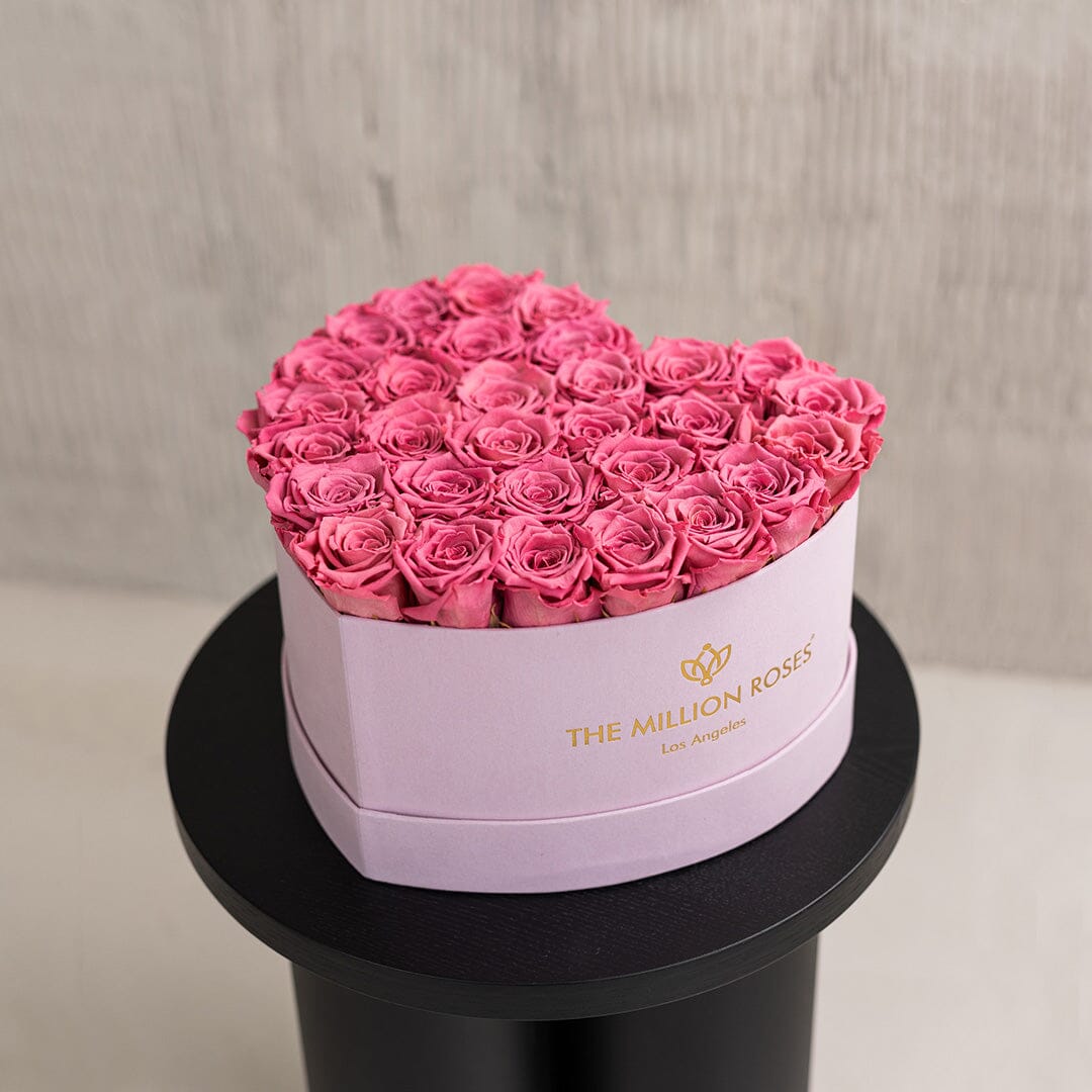 Caja de gamuza rosa claro con forma de corazón | Rosas Orquídea