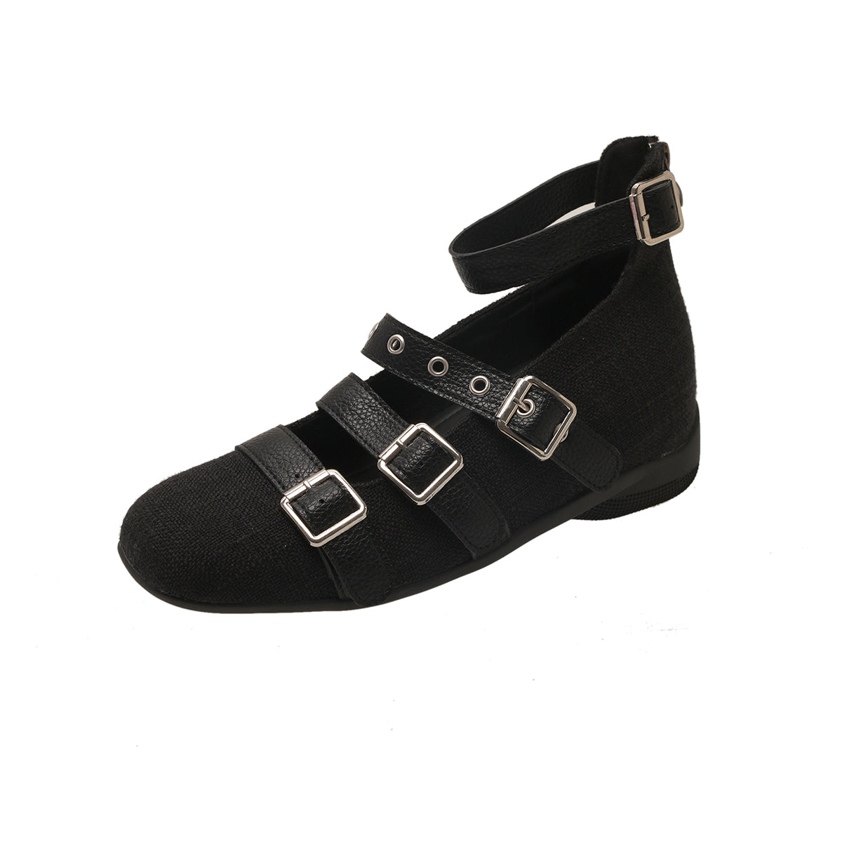French Retro Silver Hidden Wedge Shallow-Cut Flats Women, 2026 Spring Summer New Arrival Square Toe Versatile Mary Jane Leather Dress Shoes