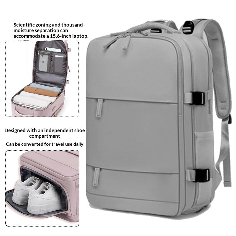 Mens Casual Travel Waterproof Laptop Backpack With Dry-Wet Separation