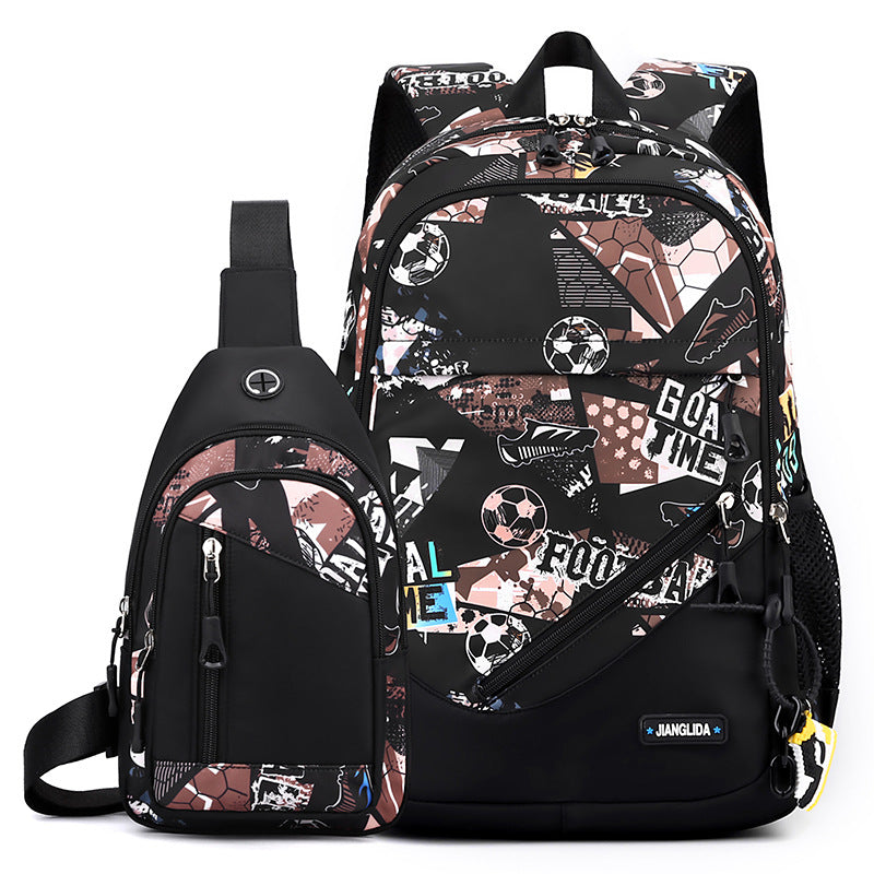 Men's Two-Piece Set Backpack And Chest Bag