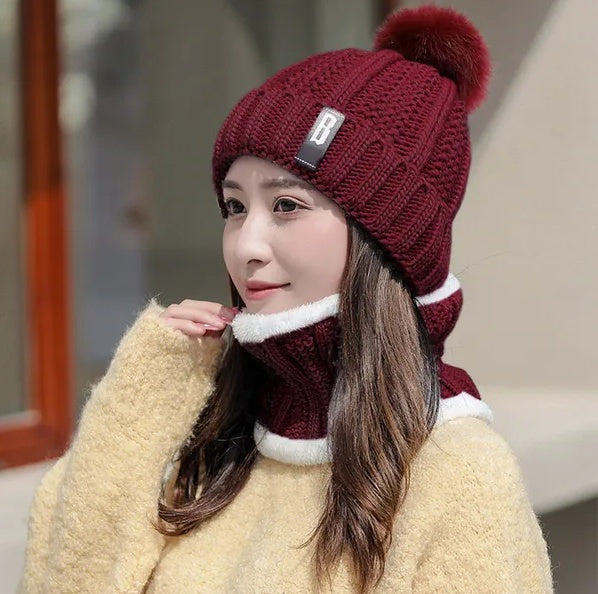 Gorro y bufanda de invierno para mujer – Estilo gorro de lana cálido