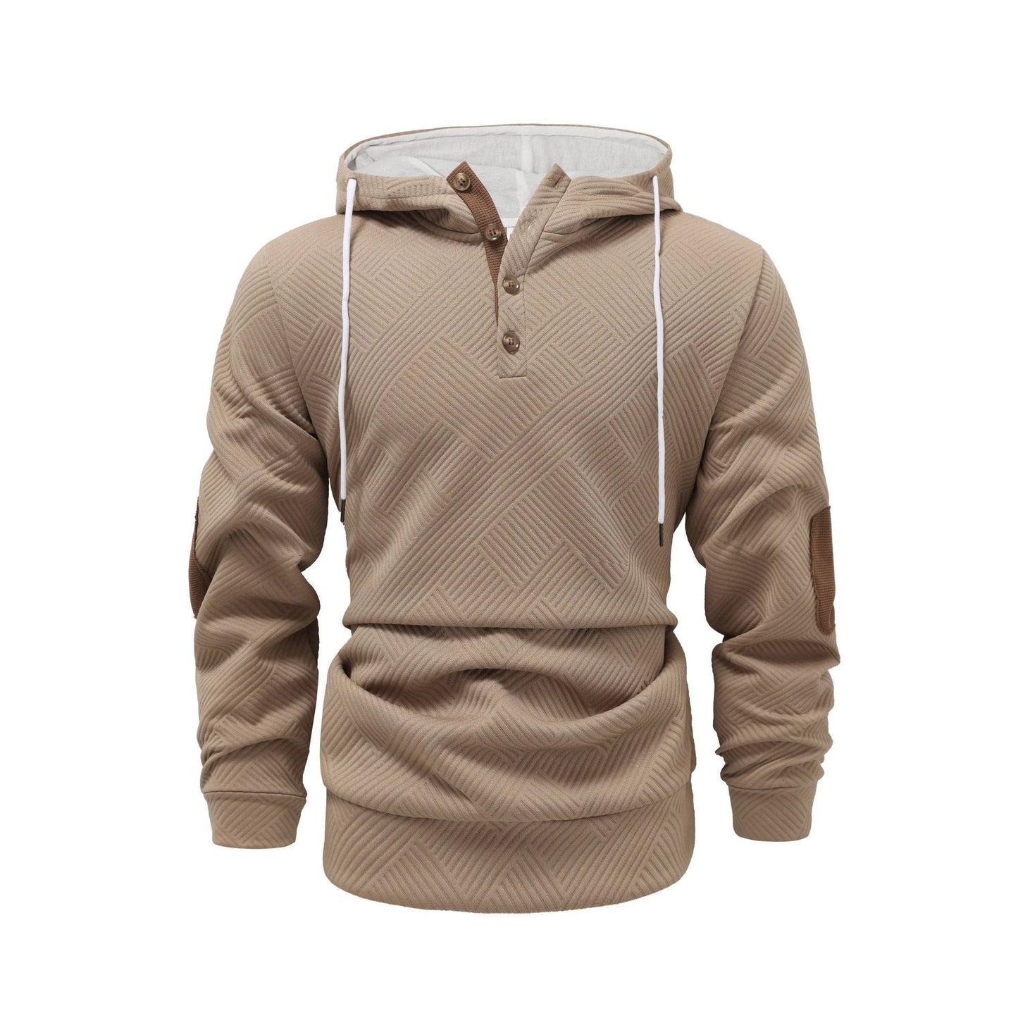 Men's Solid Color Loose Jacquard Hooded Sweater