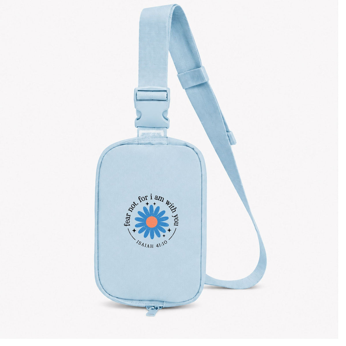 Fear Not Blue Flower Faith Based Comfort Colors Explorer Sling Bag