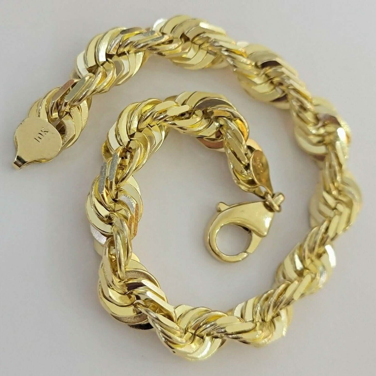 10K Solid Yellow Gold 8" 6MM Rope Bracelet