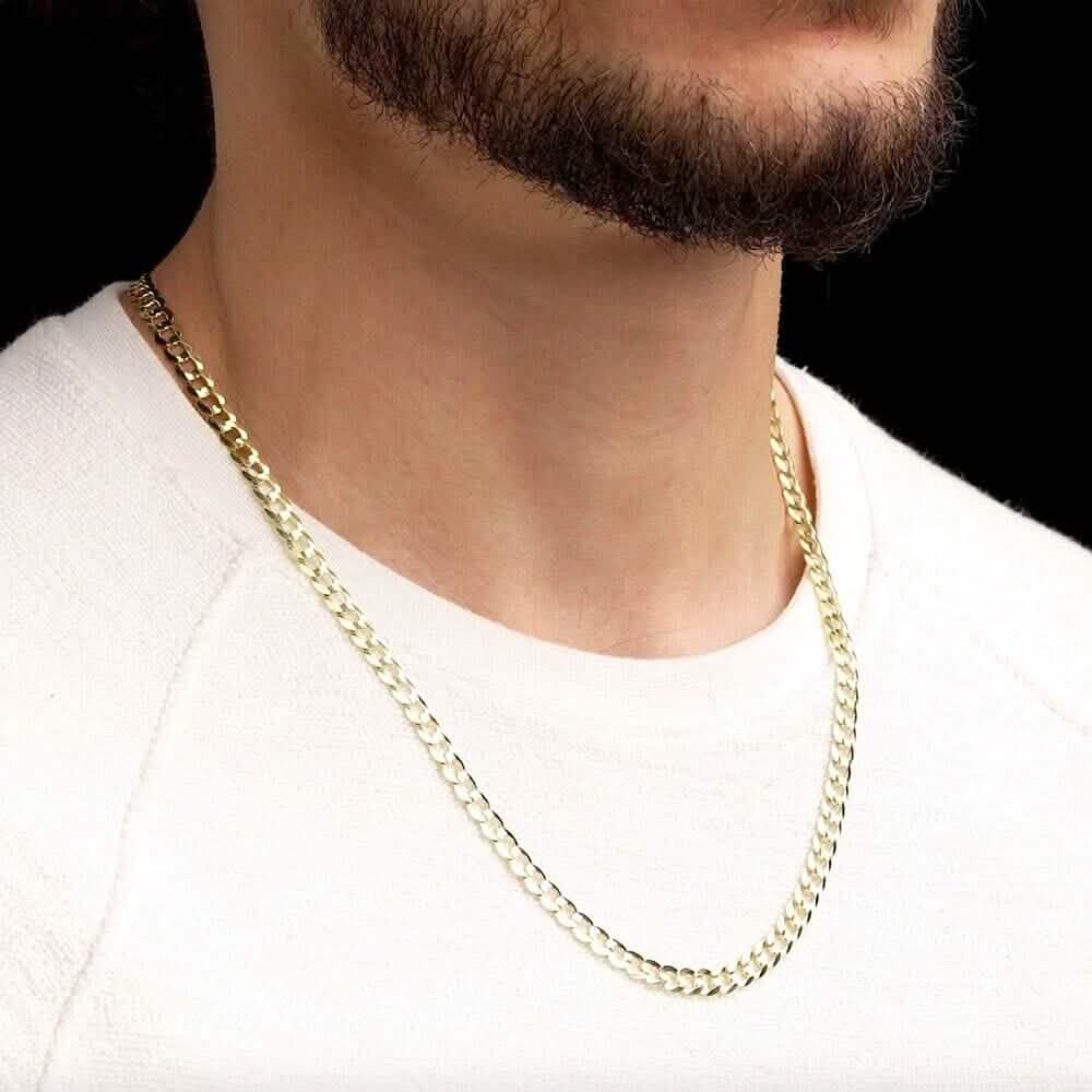 10k Yellow Gold 5MM Curb Chain Cuban Link Necklace 18"