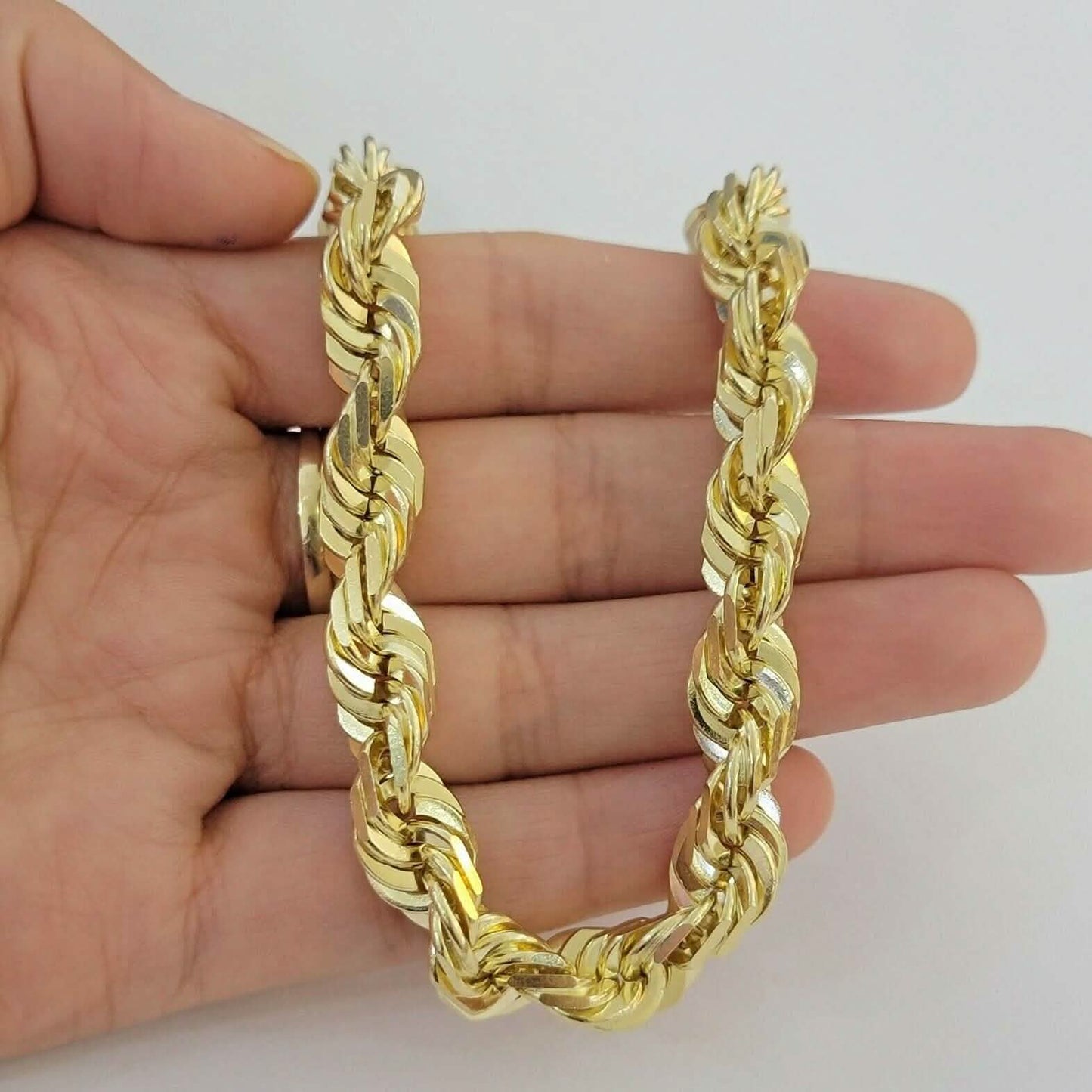 10K Yellow Gold 6MM Diamond Cut Rope Chain Necklace