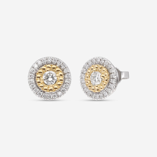Pendientes Roberto Coin Siena de oro amarillo y blanco de 18K con diamantes, modelo Dot grande 111479AVERX0