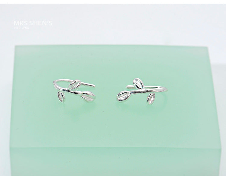 S925 Silver Leaf Stud Earrings