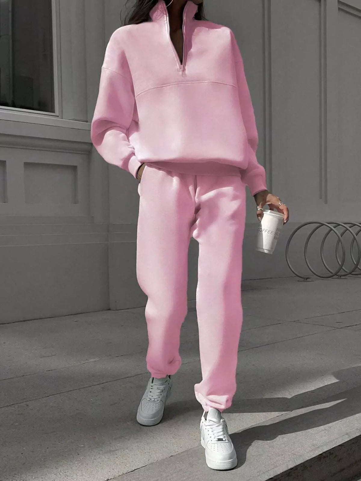 Half Zip Sweatshirt and Pants Set