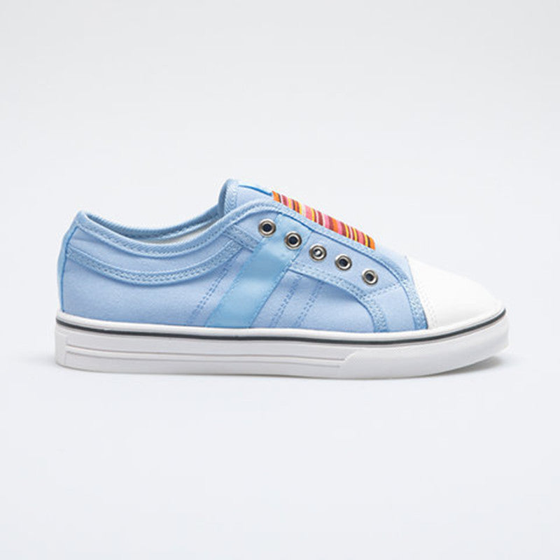 Round toe color elastic canvas women's shoes