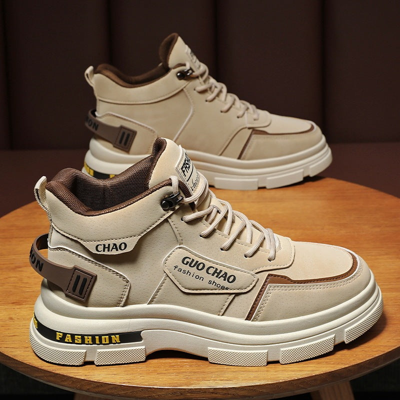 Zapatos de hombre transpirables de caña alta, zapatos de trabajo antideslizantes, botas casuales