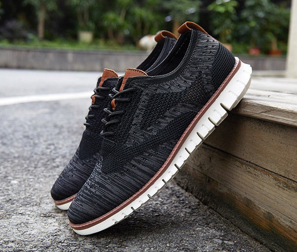 Men's Knitted Lace-Up Casual Sneakers