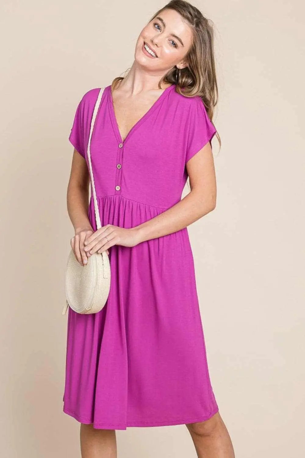Dresses Trendsi Elegant V-neck short sleeve dress