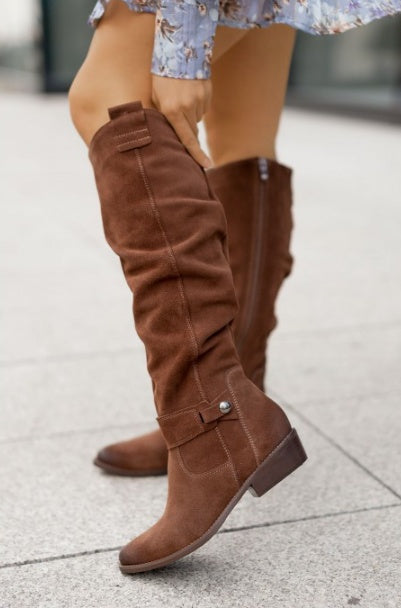 Women's Low-Heel Side Zipper High Top Boots