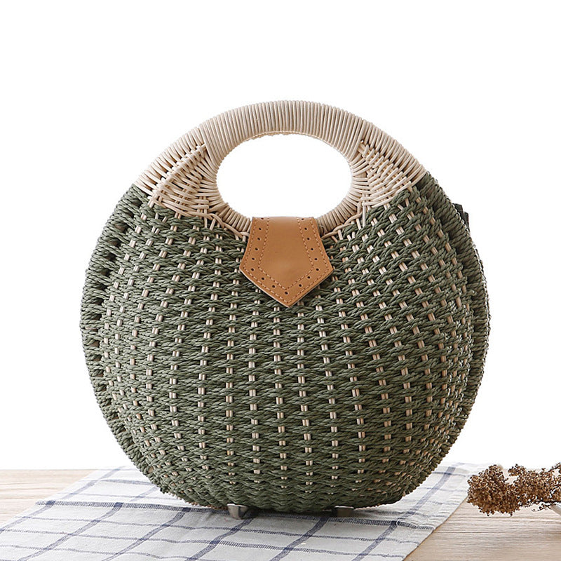 Women's Woven Rattan Travel Handbag Travel Bag