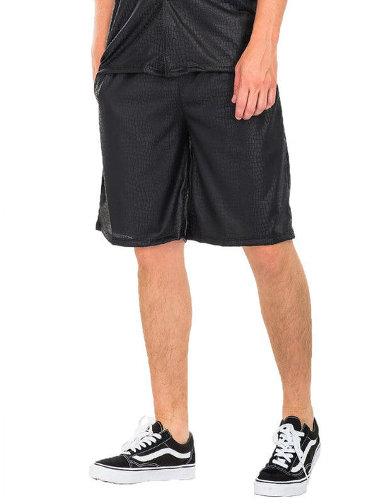Weiv Men Shorts cortos de piel de serpiente repujada