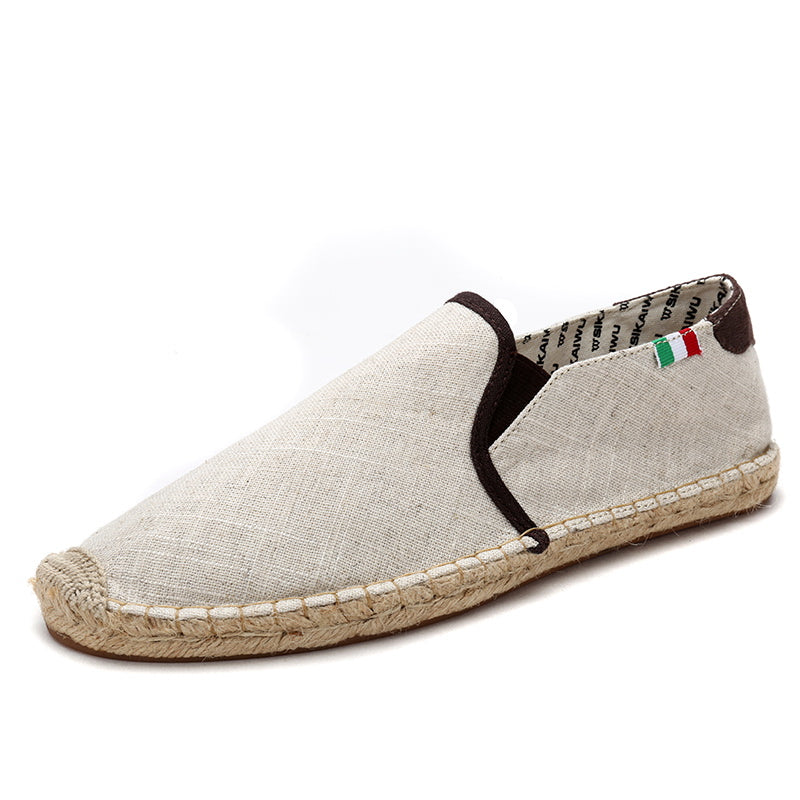 Men's straw canvas shoes