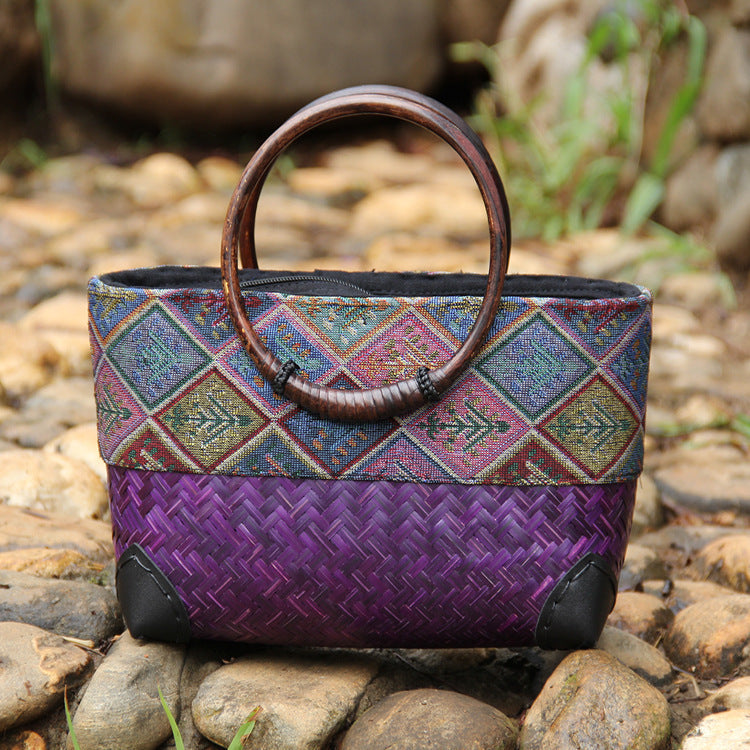 Women's Ethnic Style Bamboo Woven Handbag