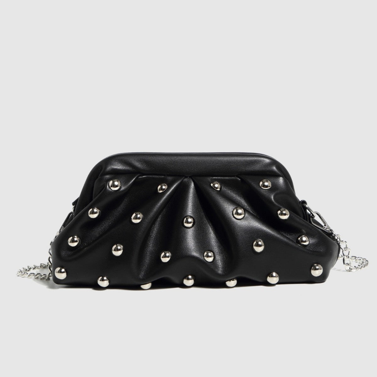Pleated Dumpling Messenger Bag with Chain Strap